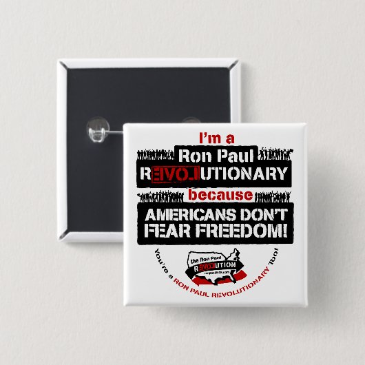 Ron Paul Revolutionary Square Button (Voorkant /achterkant)