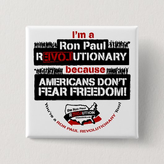 Ron Paul Revolutionary Square Button (Voorkant)