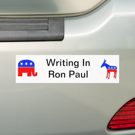 Ron Paul schrijft in Bumpersticker (Op auto)