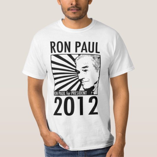 Ron Paul voor President 2012 met prijsopgave T-shirt (Voorkant)