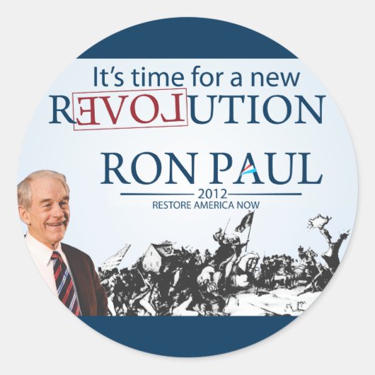 Ron Paul voor President Ronde Sticker (Voorkant)