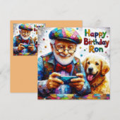Ron~ Verjaardag Kaart ~ Golden Retriever ~ (Voorkant / Achterkant)