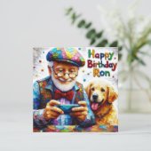 Ron~ Verjaardag Kaart ~ Golden Retriever ~ (Staand voorkant)