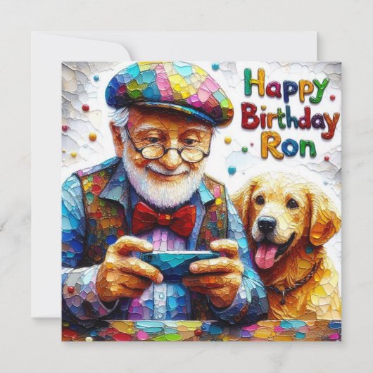 Ron~ Verjaardag Kaart ~ Golden Retriever ~ (Voorkant)
