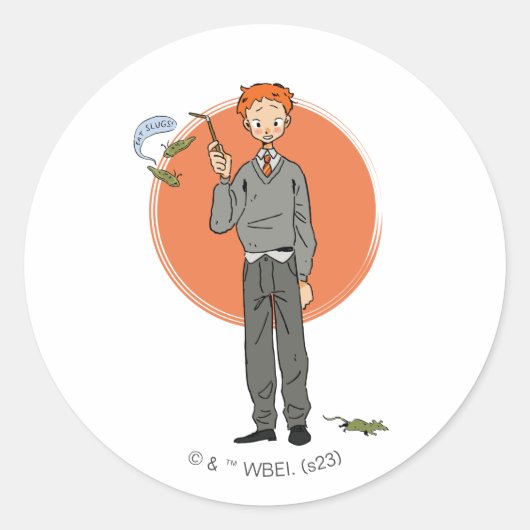 Ron Weasley illustratie "Eet slakken" Ronde Sticker (Voorkant)