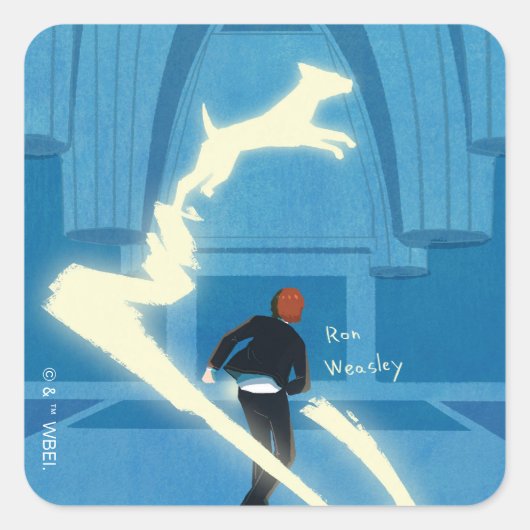 Ron Wemel Patronus Schilderij Vierkante Sticker (Voorkant)