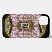 Rona Damast Elegant Monogram Case-Mate iPhone Case (Achterkant (horizontaal))