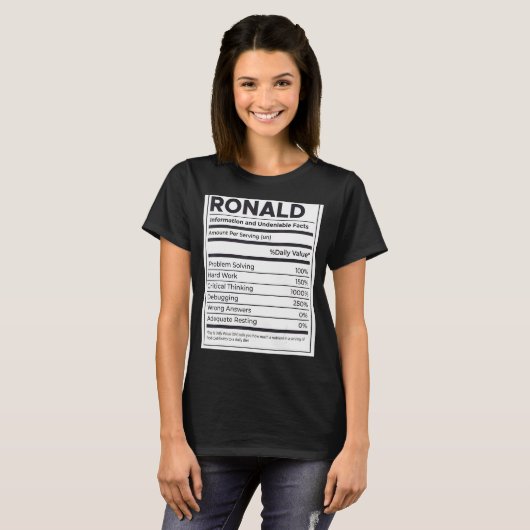 Ronald Nutrition Information Problem Solving Hard T-shirt (Voorkant volledig)