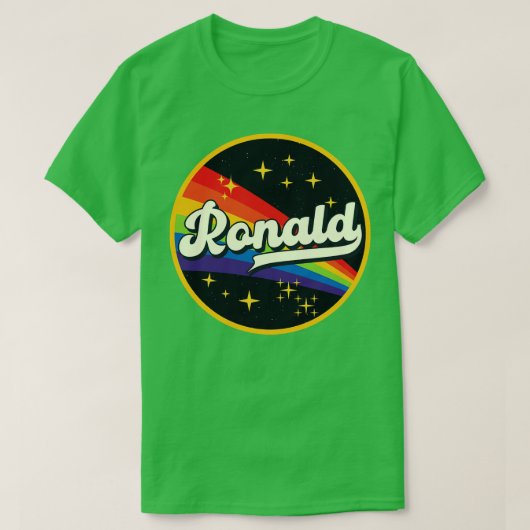 Ronald Rainbow in ruimte stijl T-shirt (Design voorkant)