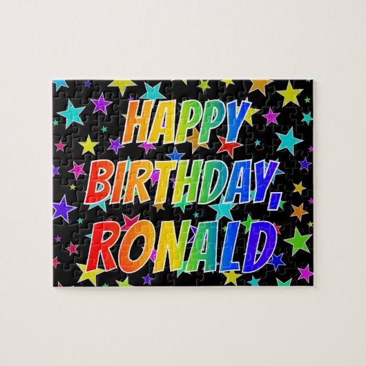 "RONALD" Voornaam, geun "HAPPY BIRTHDAY" Legpuzzel (Horizontaal)
