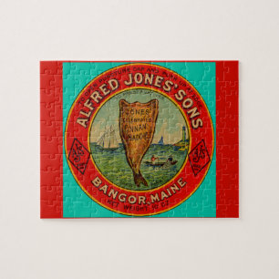 rond 1900 Alfred Jones Sons Finnan Haddie label Legpuzzel