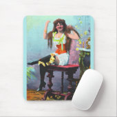 rond 1905 losbandige vrouw RPPC nr. 1 Muismat (Met muis)