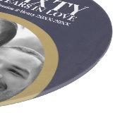 Rond 60e trouwdag met blauwe goudring snijplank (Hoek)