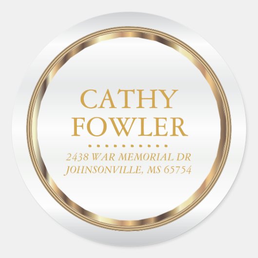Rond Adres Gouden en Witte Etiketten (Voorkant)