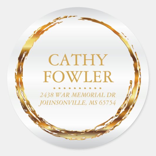 Rond adres Grungy Gold en Witte Etiketten (Voorkant)