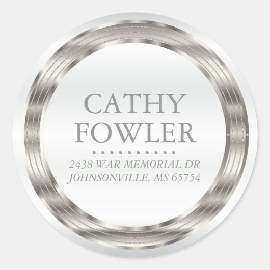 Rond Adres Witte en Zilveren Etiketten (Voorkant)