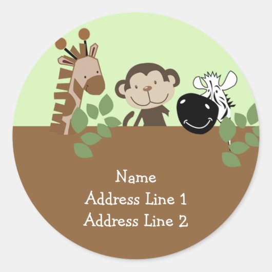 Rond adreslabel - Oerwoud Adventure Animals Ronde Sticker (Voorkant)