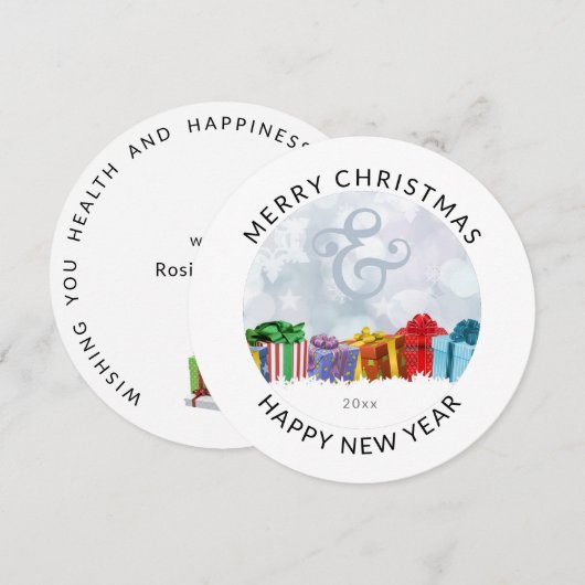 Rond | Ampersand & Colorful Gifts | Kerstmis Feestdagenkaart (Voorkant / Achterkant)