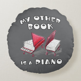Rond asfalt grijs Mijn andere boek is een piano Kussen