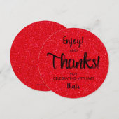 ROND Birthday Dinner Bord Dank u Kaart (Voorkant / Achterkant)