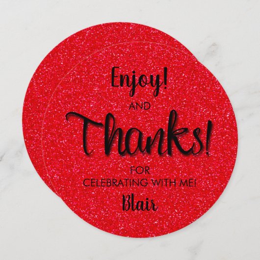 ROND Birthday Dinner Bord Dank u Kaart (Voorkant / Achterkant)