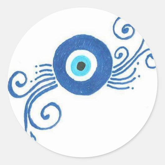 rond blauw boezem ronde sticker (Voorkant)