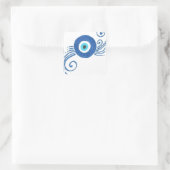 rond blauw boezem vierkante sticker (Tas)