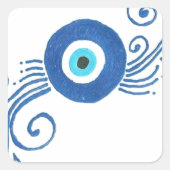 rond blauw boezem vierkante sticker (Voorkant)