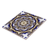 Rond blauw fractal patroon tegeltje (Zijkant)