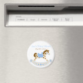 Rond Blauw Rocking Horse Baby shower Magnet (Insitu (Vaatwasser))