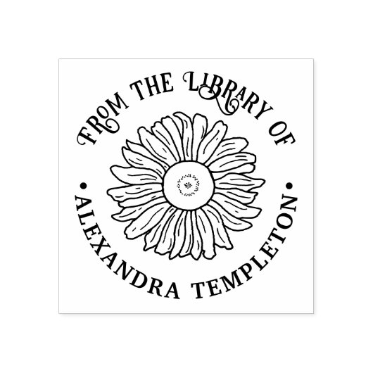 Rond boekenlegger met rustieke zonnebloem #1 rubberstempel (Afrduk)