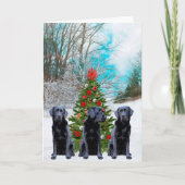 Rond de Boom - Black Labrador Feestdagen Kaart (Voorkant)