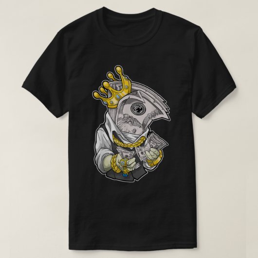 Rond de dollar geld van de koning kronen Hip Hop T-shirt (Design voorkant)