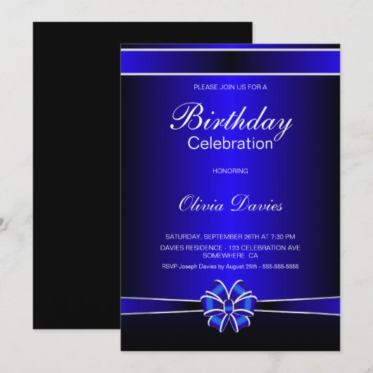 Rond de herfst van de zwarte en blauwe verjaardag kaart (Voorkant / Achterkant)