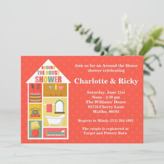 Rond de Huisvesting van de bruiloft Kaart (Staand voorkant)