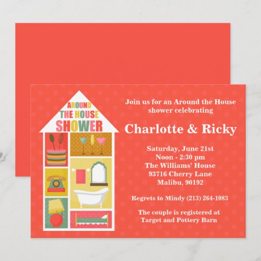 Rond de Huisvesting van de bruiloft Kaart (Voorkant / Achterkant)