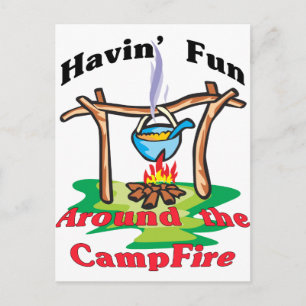 Rond de kampvuur briefkaart