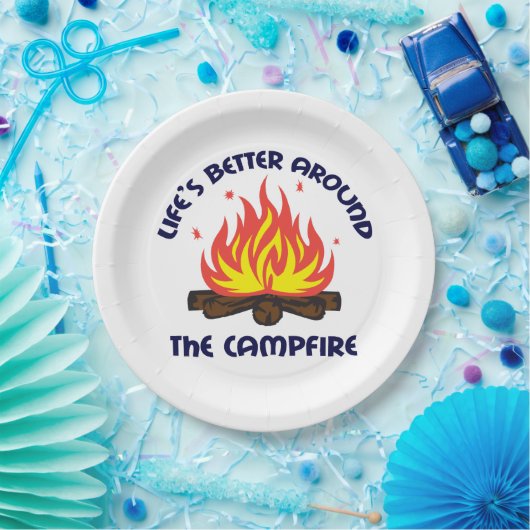 Rond de kampvuur papieren bordje (Feest)