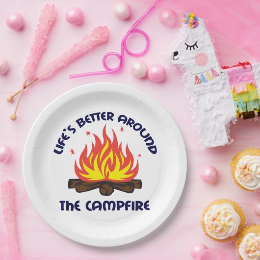 Rond de kampvuur papieren bordje (Feest)
