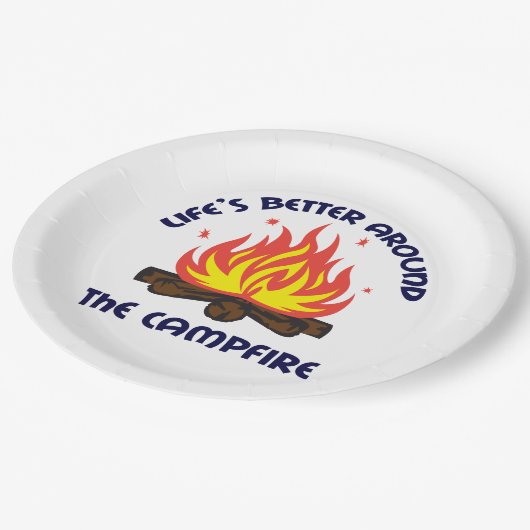Rond de kampvuur papieren bordje (Gekanteld)