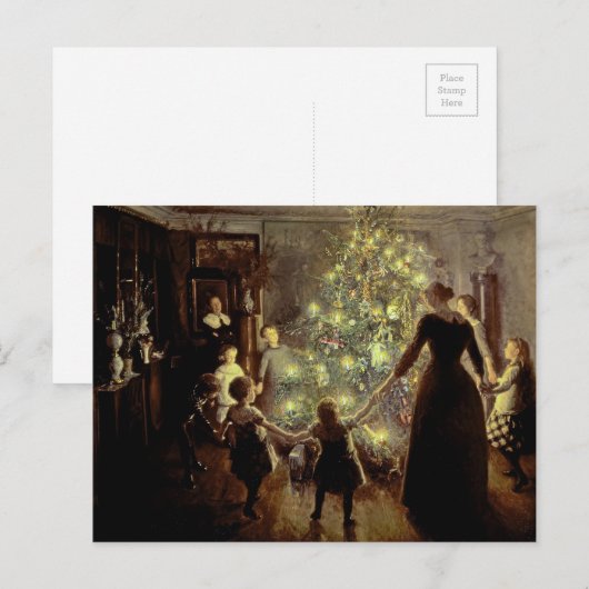 Rond de kerstboom feestdagenkaart (Voorkant / Achterkant)