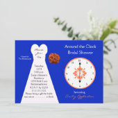 Rond de klok Bridal Shower Uitnodigingen — Blauw (Staand voorkant)