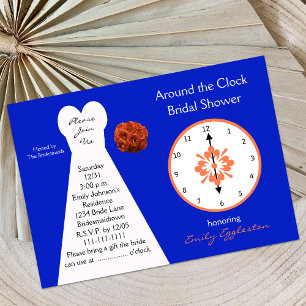Rond de klok Bridal Shower Uitnodigingen — Blauw