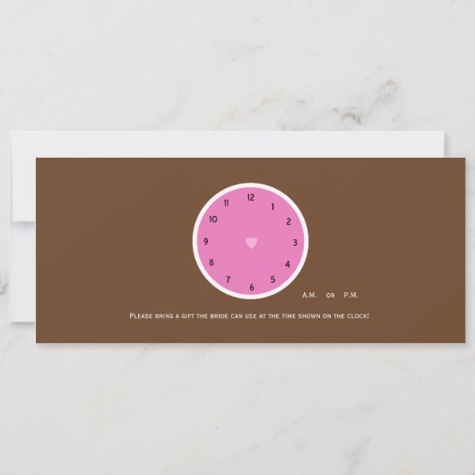 Rond de klok Bruids Douche Uitnodiging Bruin (Achterkant)