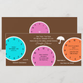 Rond de klok Bruids Douche Uitnodiging Bruin (Voorkant / Achterkant)