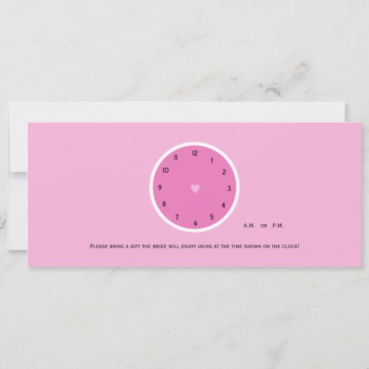 Rond de klok Bruids Douche Uitnodiging Roze (Achterkant)