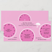 Rond de klok Bruids Douche Uitnodiging Roze (Voorkant / Achterkant)