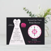 Rond de klok bruids douche uitnodigingen (Staand voorkant)