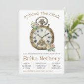 Rond de klok Thema Vrijgezellenfeest Kaart (Staand voorkant)
