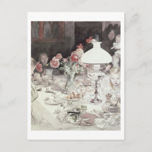 Rond de lamp op 's avonds, 1900 (m/vC op papier) Briefkaart